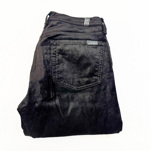 7 For All Mankind Faux Velvet Textured Denim Jeans Black Size 27 - Picture 1 of 7